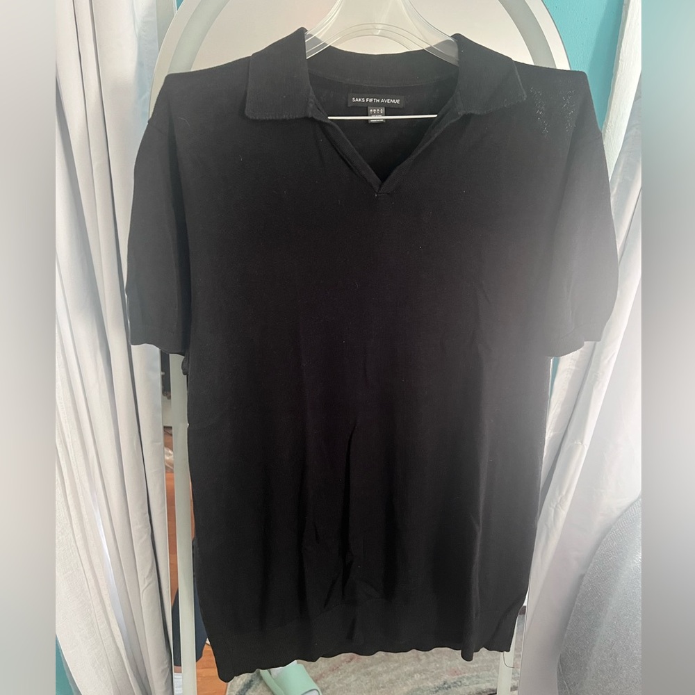 Saks Fifth Avenue Men's Black Polo Shirt